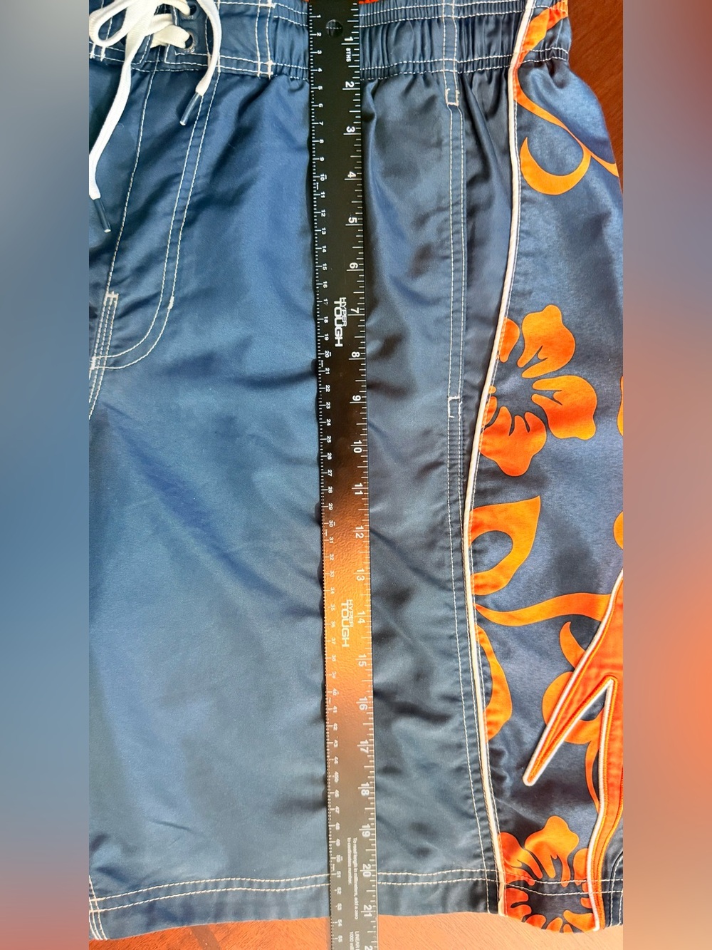 Speedo Navy Blue Swim Board Shorts with Orange Floral Panels - Picture 12 of 12